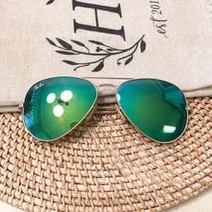 Rayban Aviators with Green Flash Lenses